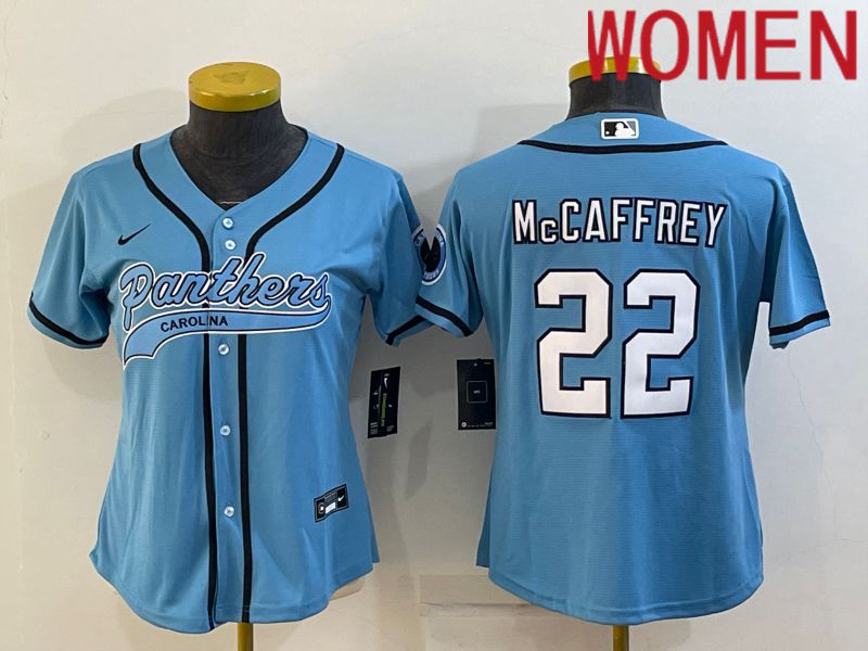Women Carolina Panthers 22 Mccaffrey Blue 2022 Nike Co branded NFL Jerseys